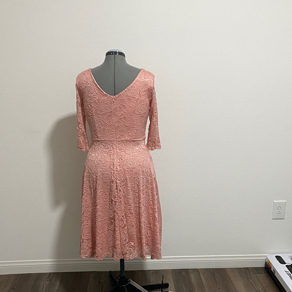 Aonour Lace Long Sleeve Dress Medium Pink - Picture 2 of 6